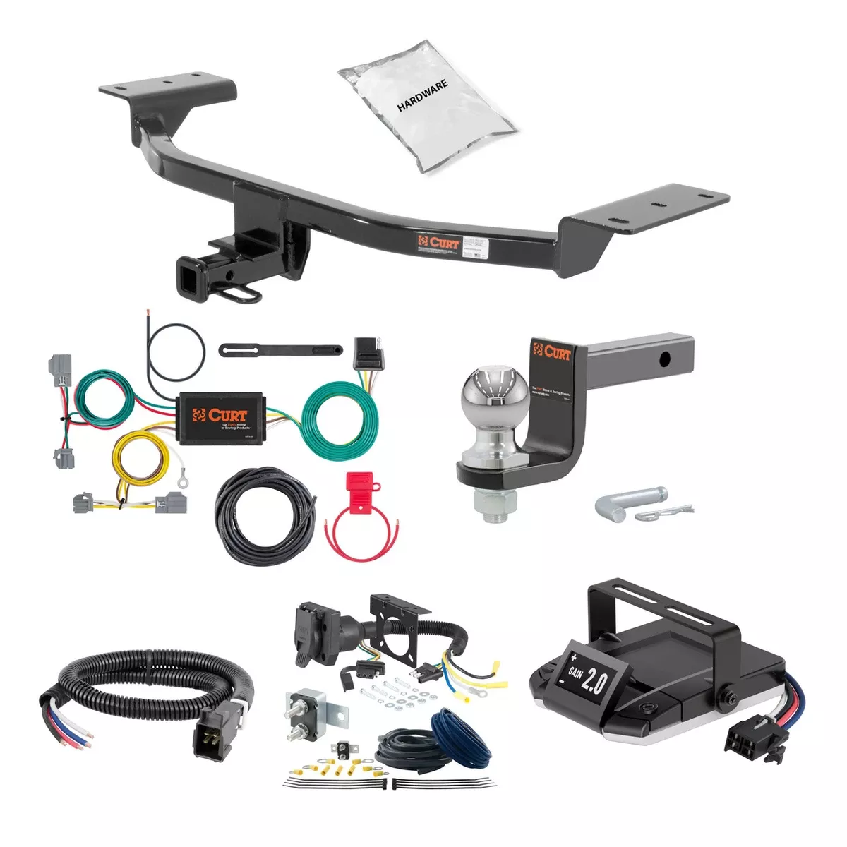 00-07 Ford Focus Hatchback, excluding SVT and SAP 1.25 CURT Trailer Hitch + Assure Proportional Brake Controller Kit HBCW939