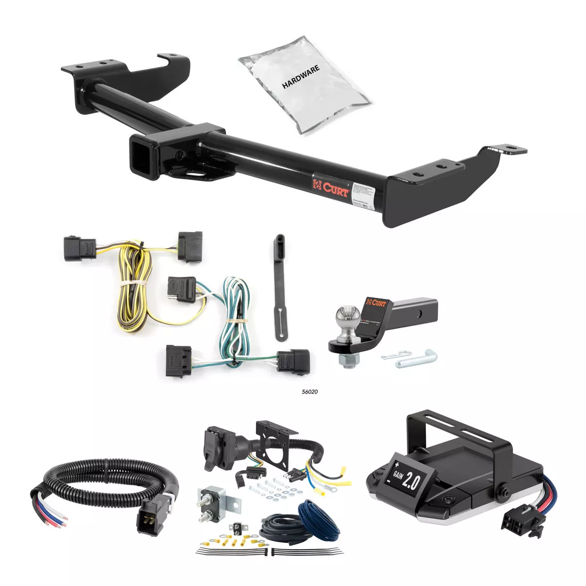00-14 Ford E-150 2 CURT Trailer Hitch + Assure Proportional Brake Controller Kit HBCW801