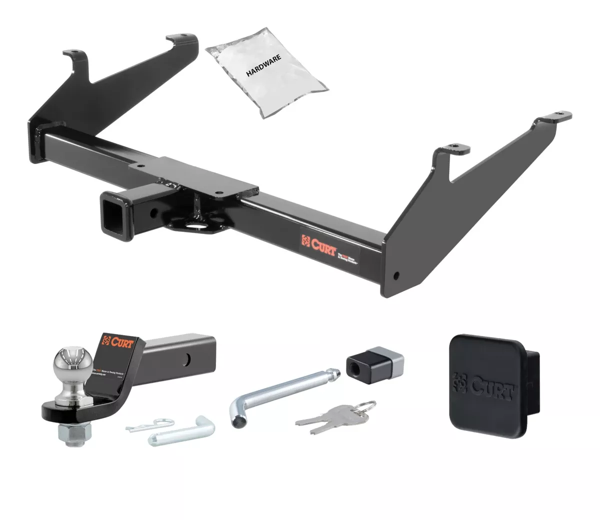 02 - 02 Dodge Ram 15006' bed only (built before 11/02) 2in. CURT Trailer Hitch + Ball Mount + Cover + Lock Kit HWA721