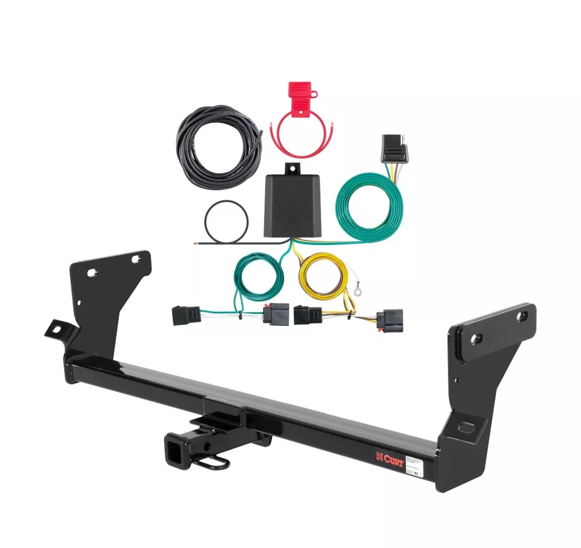 2008 - 2012 Dodge Caliber Excluding SRT Curt 1-1/4", Class 1 Trailer Tow Hitch + 4-flat Wiring Kit 11006
