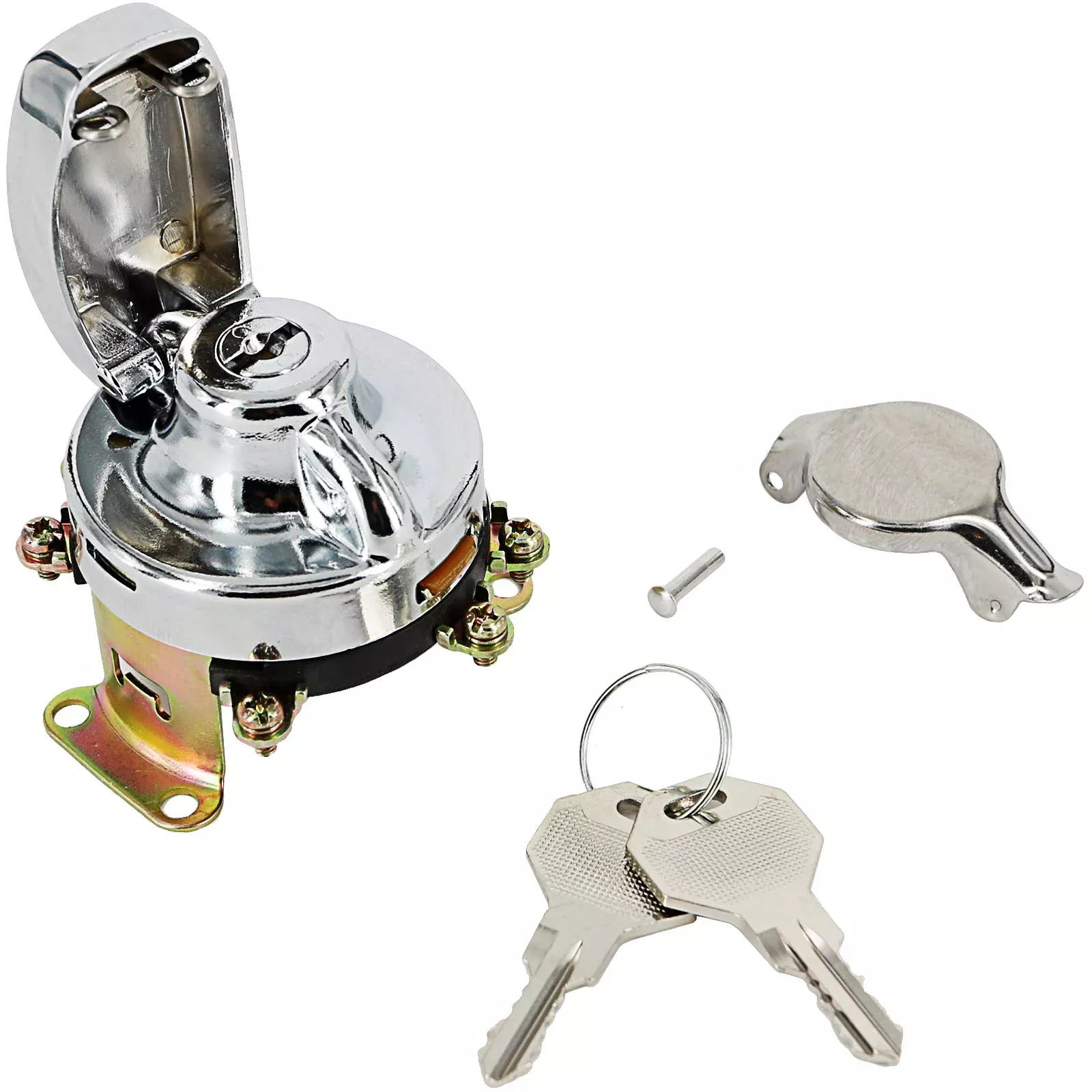 6 Terminals Ignition Switch For 73-Up Harley-Davidson Big Twins Fl 71501-73 (Chrome)