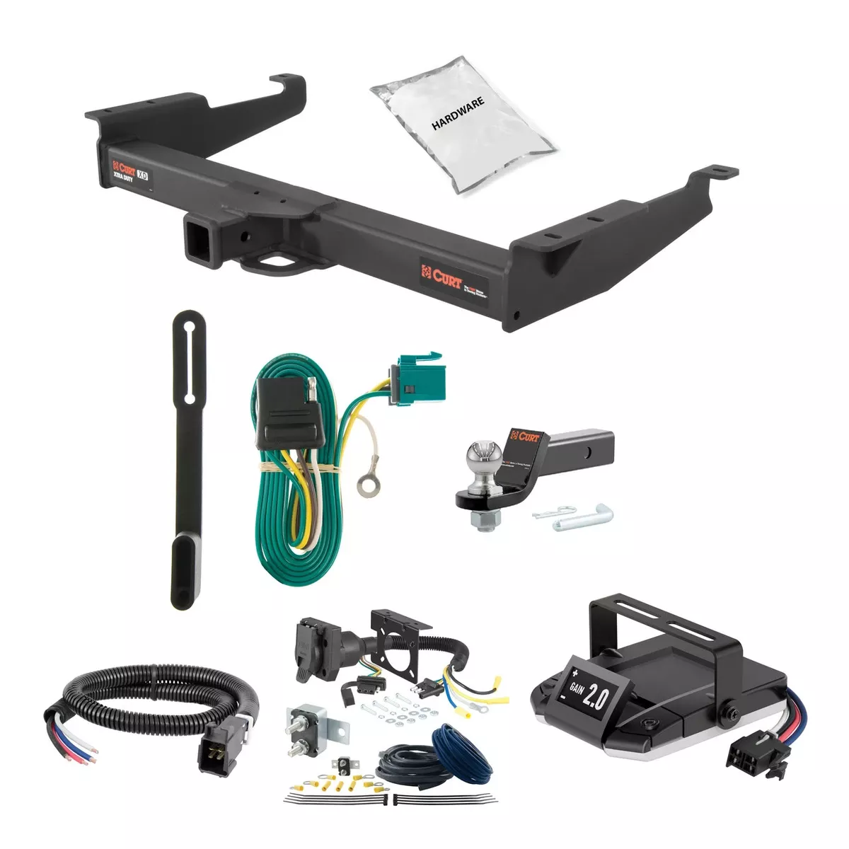 96-24 Chevrolet Express 3500 Excluding cutaway models 2 CURT Trailer Hitch + Assure Proportional Brake Controller Kit HBCW356