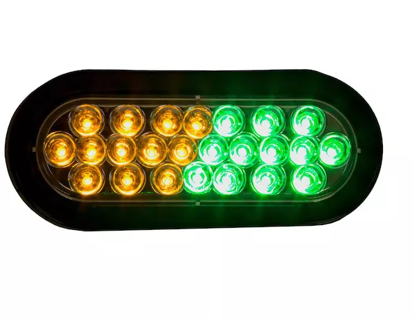 Amber/Green 6″ Oval LED Quad Flash Strobe Light