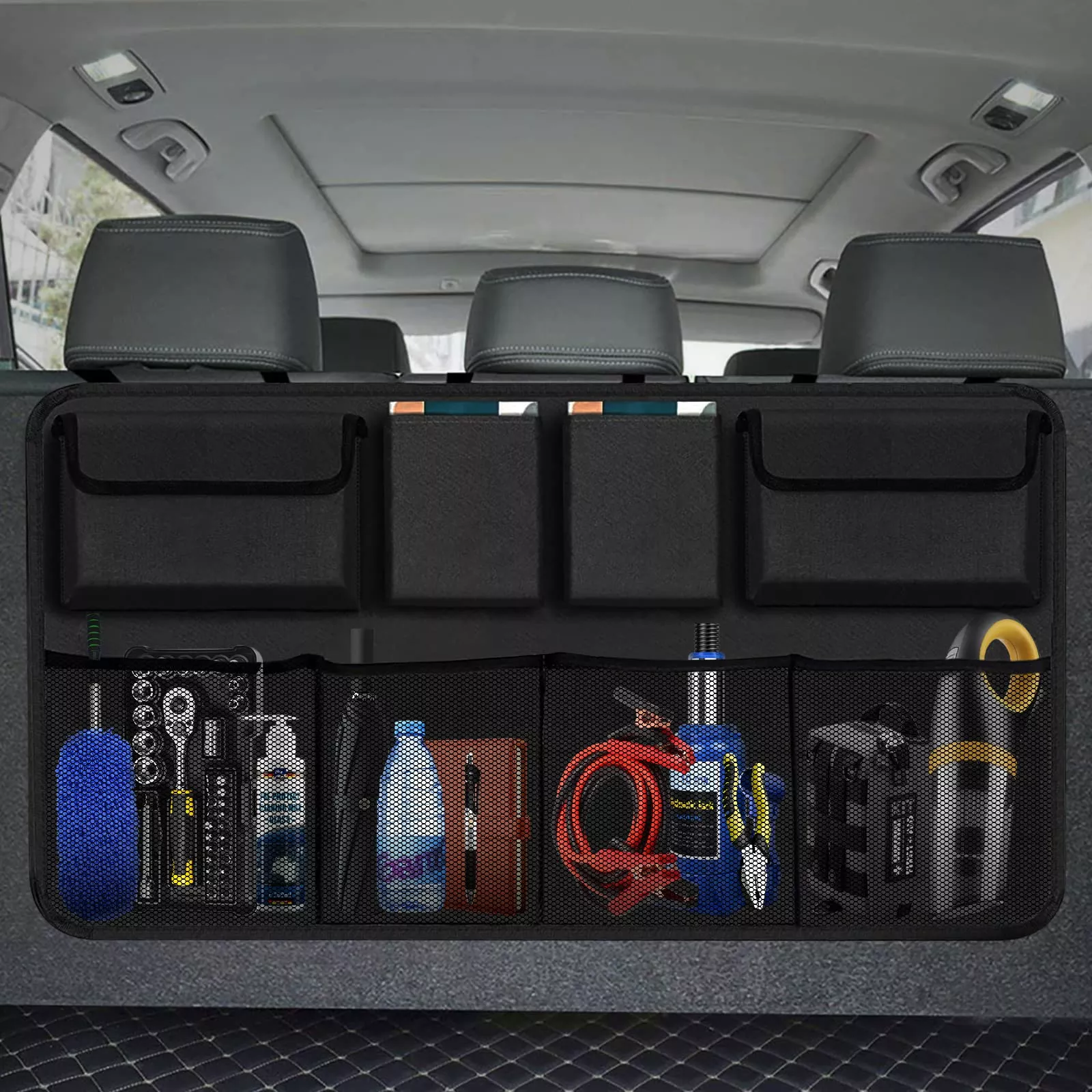 AOPHY Large Capacity Waterproof Car Trunk Organizer with 8 Pockets - Nylon, SUV/Truck/MPV Accessory, Model AOPHY1234