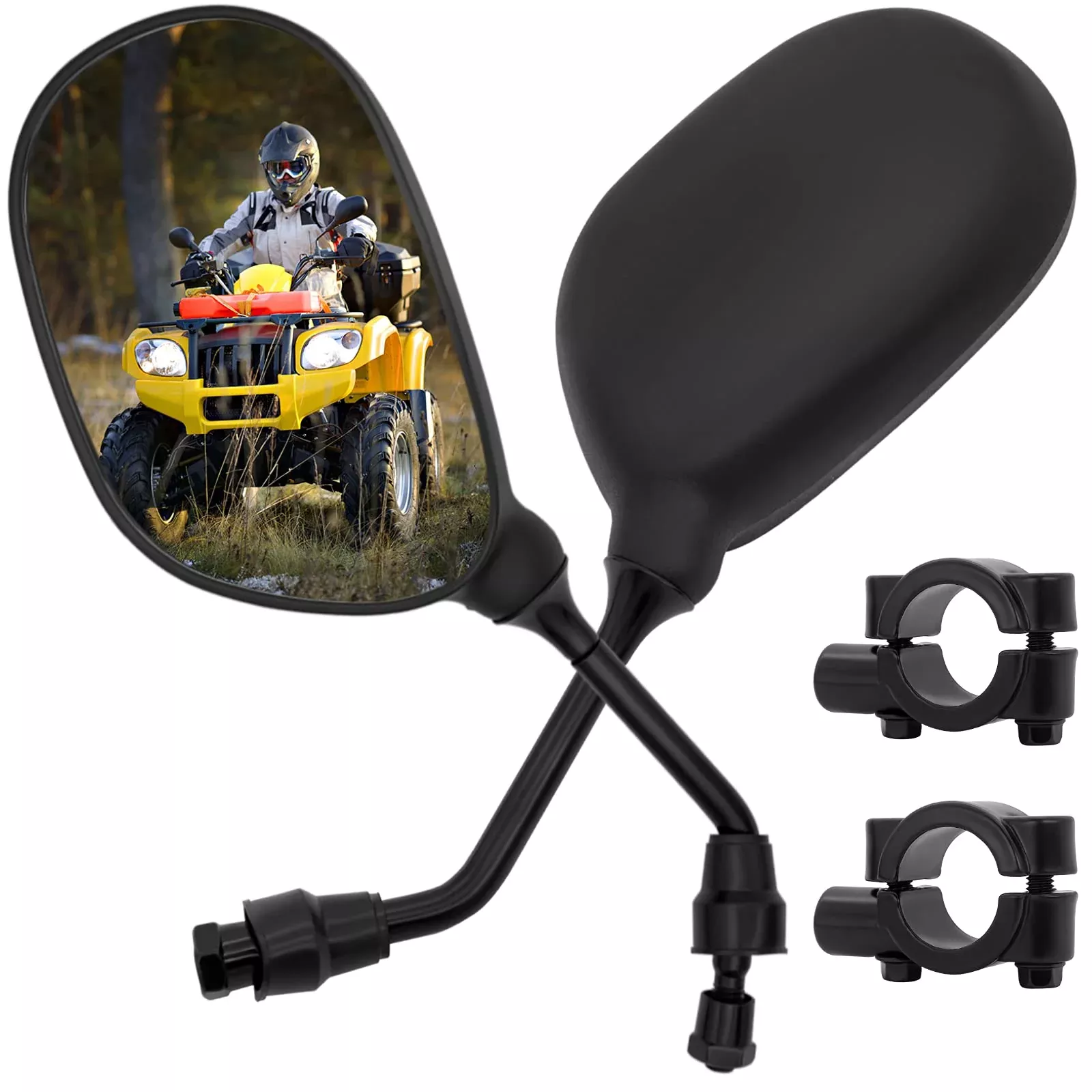 Atv Rear View Mirror, 360 Degrees Ball-Type Atv Side Rearview Mirror With 7/8" Handlebar Mount For Motocycle Scooter Moped Sportsman Dirt Bike Cruiser 4 Wheeler Mirrors