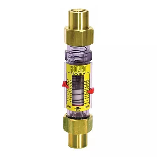 Badger Meter Hedland Variable Area EZ-View Water Flow Meter, Polysulfone Body, 3/4 in. Male NPTF Swivel Brass Fitting