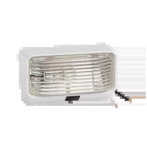 Bargman RV Trailer Porch Light Lens #78 Clear with Ash White Base and Switch