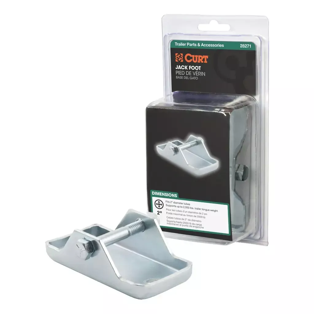 CURT 28271 Bolt-On Jack Foot (Fits 2" Tube, 2,000 lbs, Packaged)