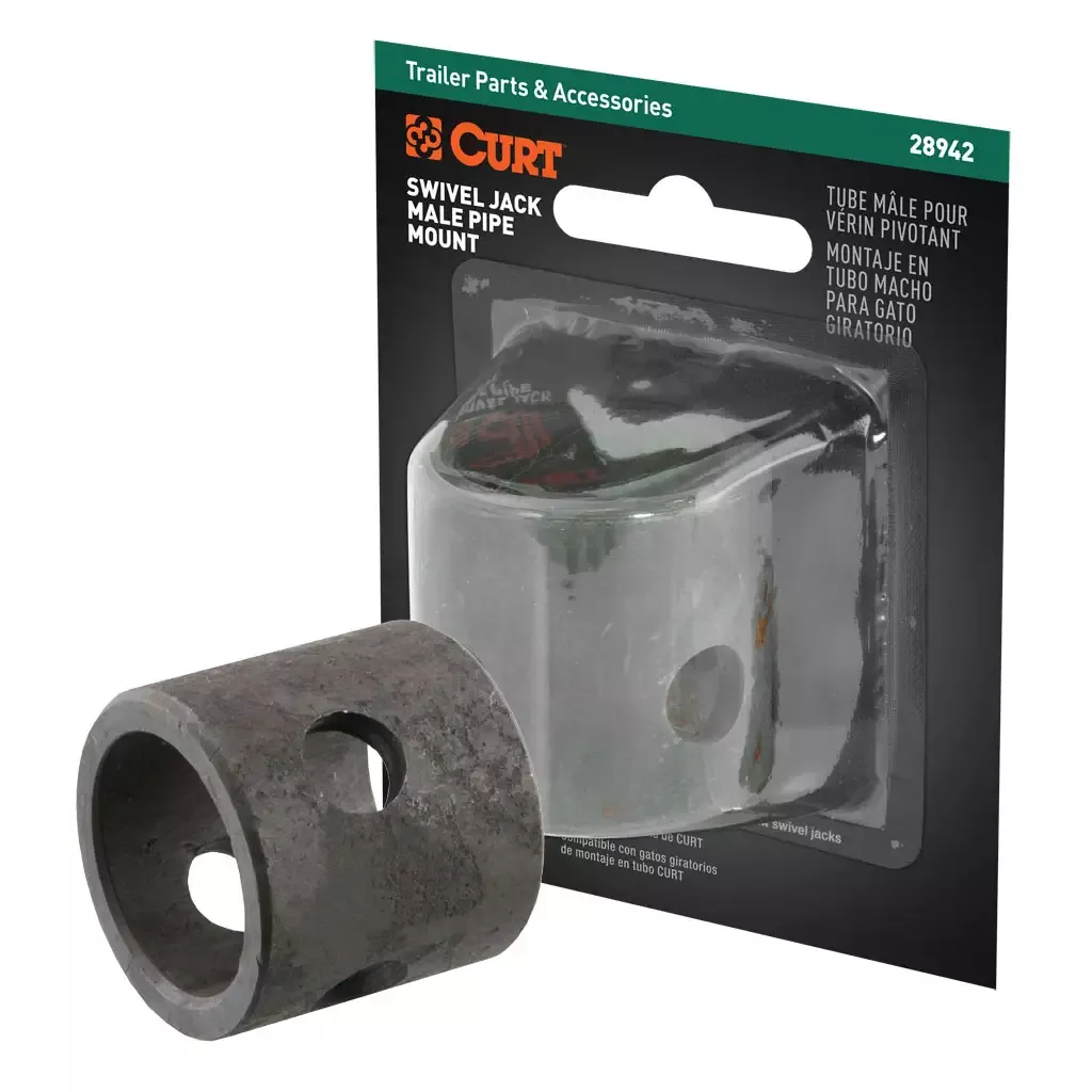 CURT 28942 Replacement Swivel Jack Male Pipe Mount (9/16" Pin Hole, Packaged)