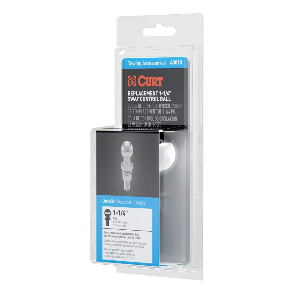 CURT 40010 Replacement 1-1/4" Sway Control Ball (5/8" x 1-3/4" Shank, Packaged)