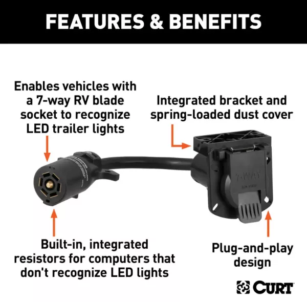 Curt – 7-Way RV Blade LED Electrical Adapter