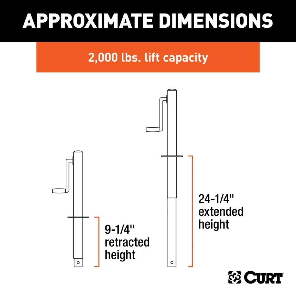Curt A-Frame Side-Wind Jack – 2,000lb lift capacity