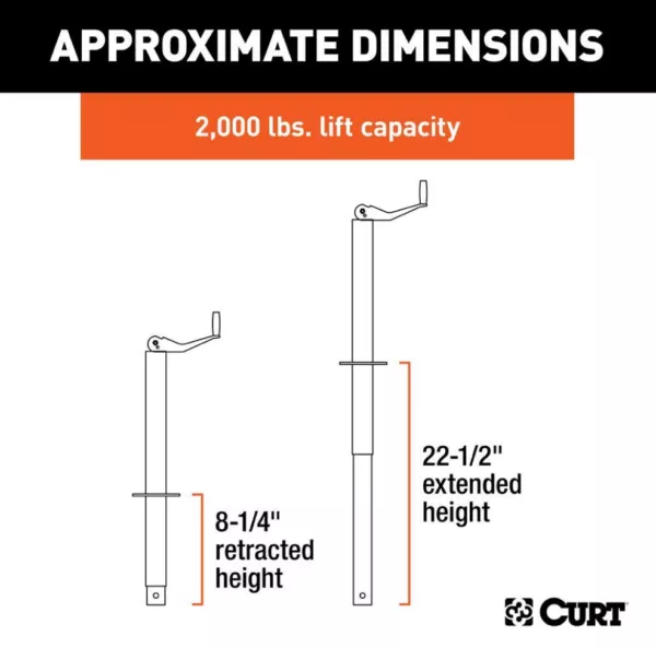 Curt A-Frame Top-Wind Jack – 2,000lb lift capacity