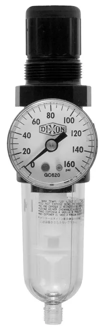 Dixon Combination Mini Filter/Regulator w/Transparent Bowl - 1/8 in. Port, Manual Drain 13 SCFM