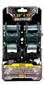 Erickson – 1-1/4″ x 12′ Ratchet Strap Set – Rated for 2.5k (2-pack)