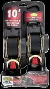 Erickson – 2″ x 10′ Retractable Ratchet Strap Set – Rated for 3.3k (2-pack)