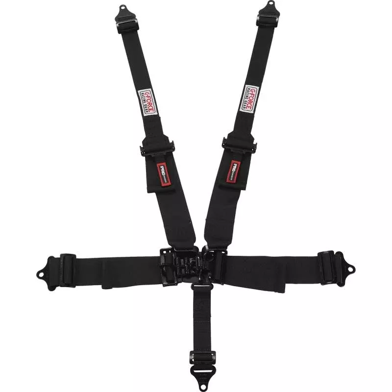 G-Force Pro Series 5 Pt. Latch & Link Harness - Pull-Down Adjust Lap - HNR Ready - Black