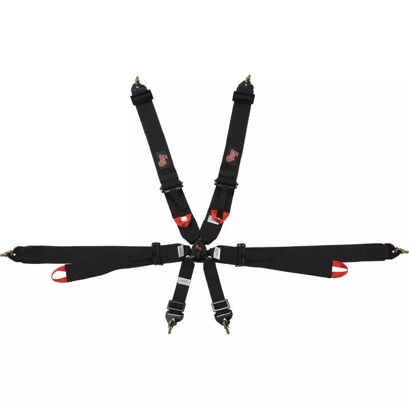 G-Force Pro Series 6 Pt. Camlock Harness - Pull-Down Adjust Lap - FIA 8853-2016 - Black (Expires in 2027)