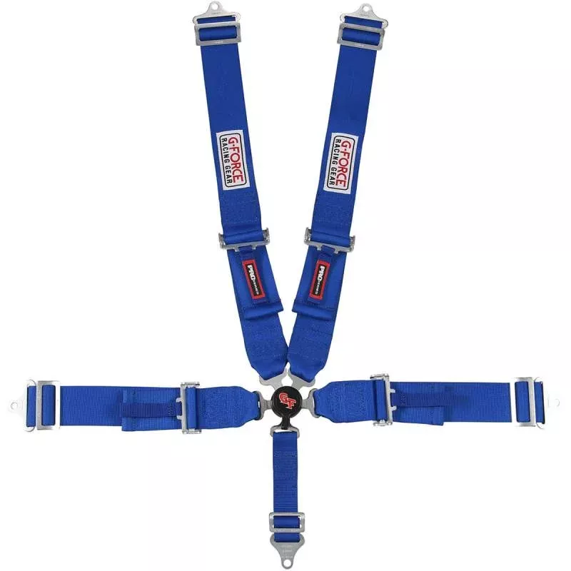 G-Force Pro Series Camlock 5-Point Harness - Individual Shoulder Harness - Pull-Down Lap Belt - Red