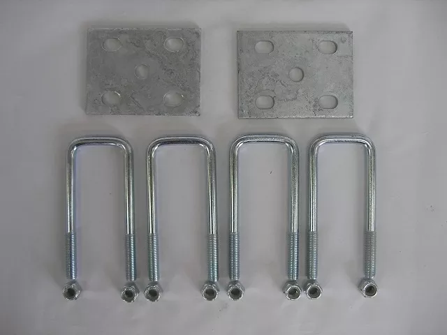 Galvanized Tie Plate Kit for 2″ Square Axle, 4.75″ U-bolts