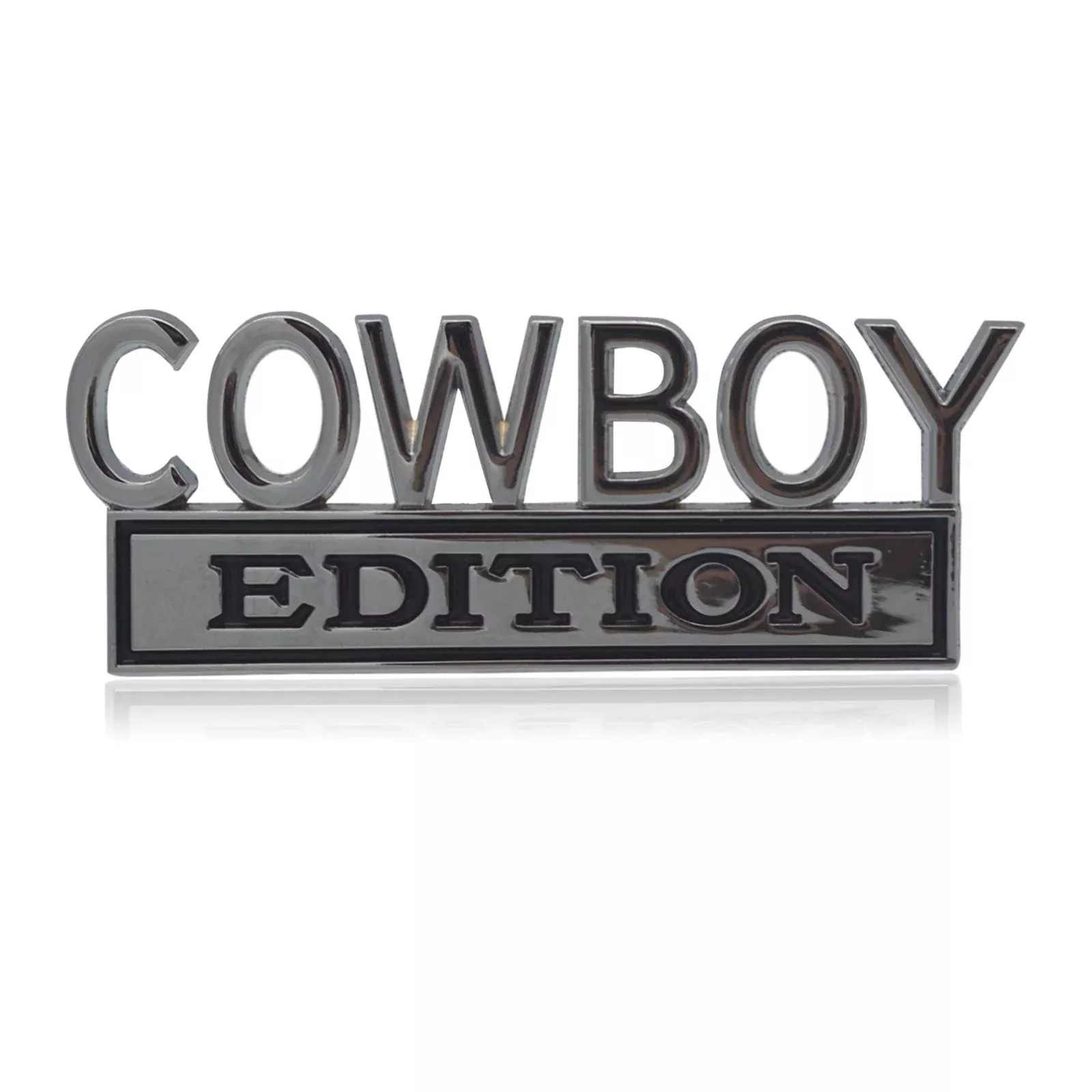 Geegeetop Universal Cow Boy Edition Emblem Sticker Replacement Car Truck Suv Compatible With Ford F150 Jeep Dodger Chevrolet Badge Tailgate Badge Front Grille Hood Trunk (Silver+Black)