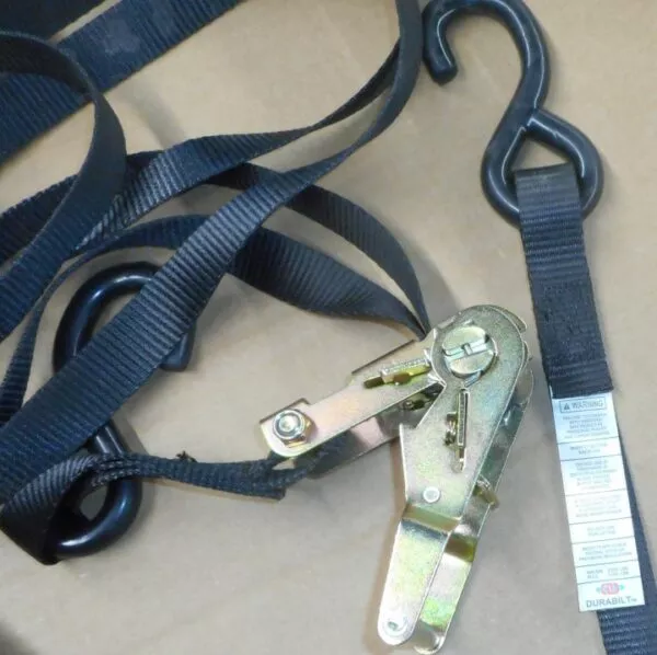 Heavy-Duty Ratchet Tie-Down Strap with Double S-Hooks – 1″ x 15′ – 3k