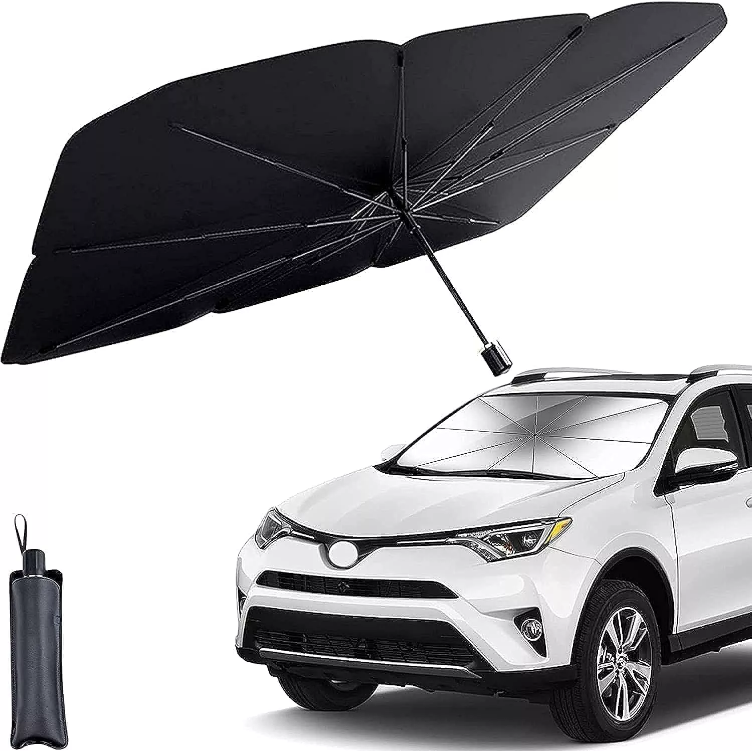 Helloleiboo Car Windshield Sun Shade Uv Rays And Heat Sun Visor Protector Foldable Reflector Umbrella Brella Shield
