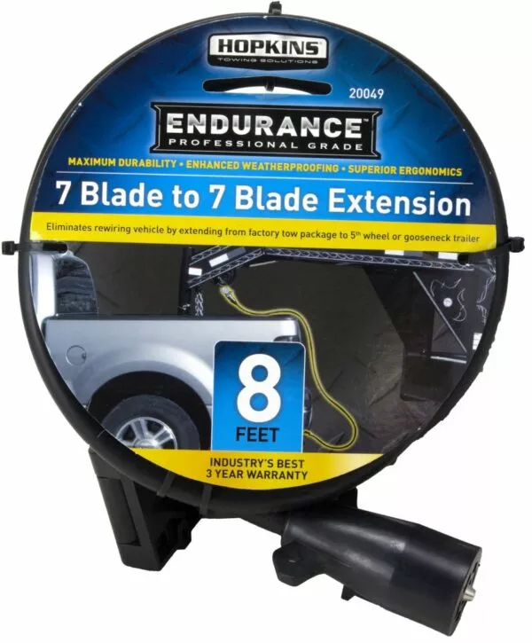 Hopkins 8′ 7-Way Extension Cable – RV Molded for Gooseneck or 5th Wheel Trailers
