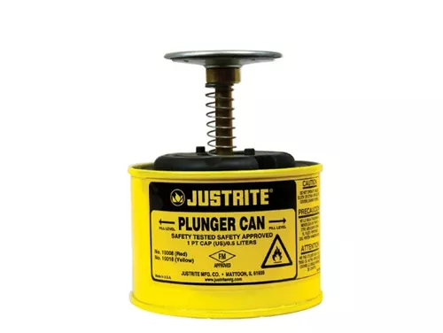 Justrite 10018 Plunger Can - 1 Pint - Yellow