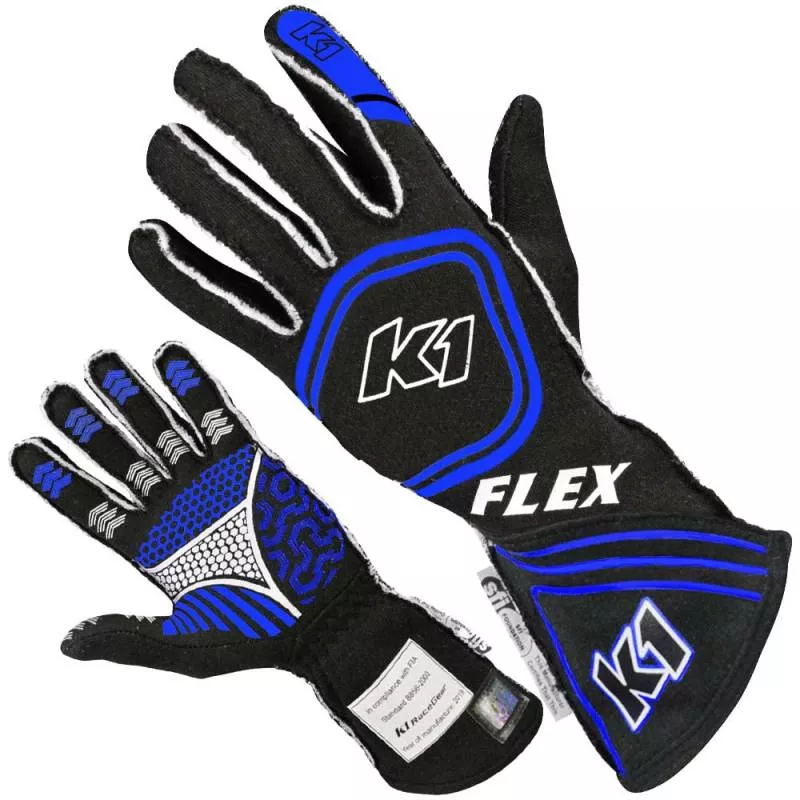 K1 RaceGear Flex Nomex Driver's Gloves - Black/Blue