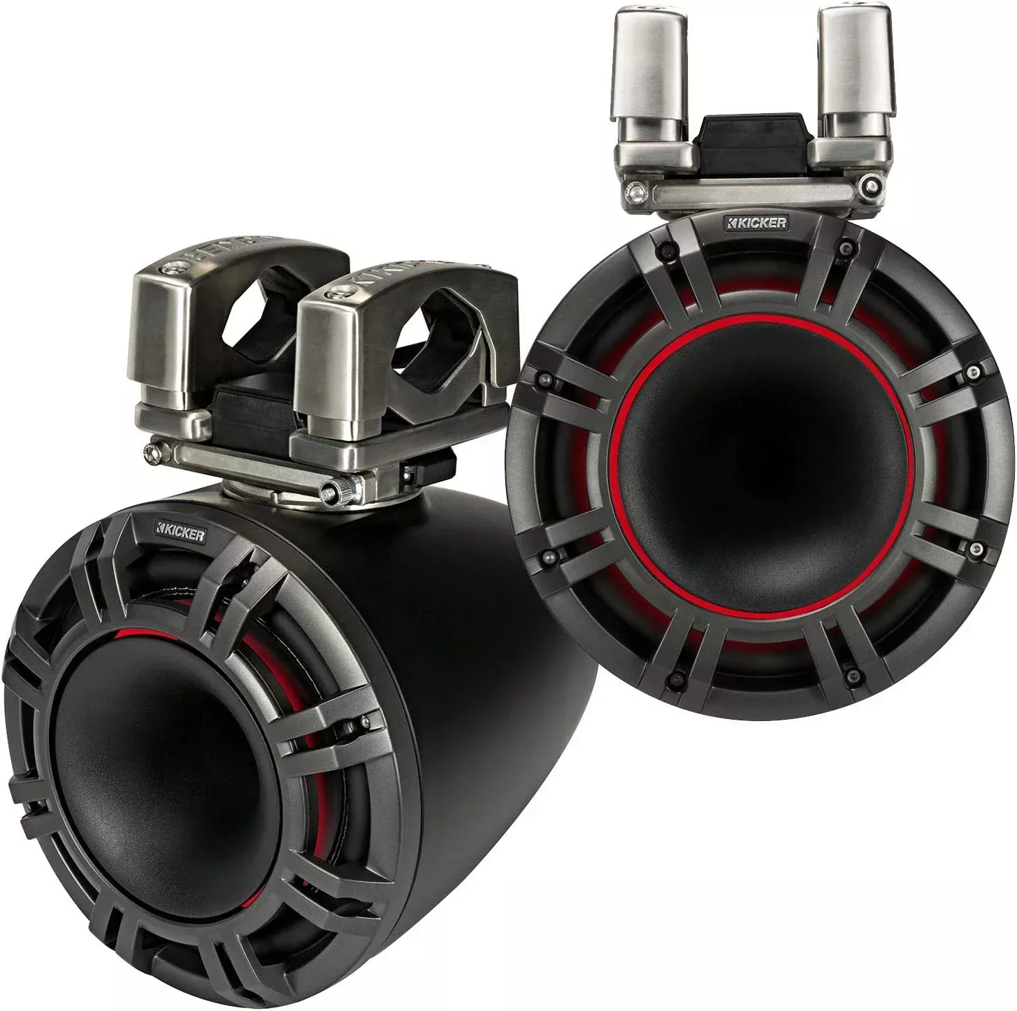 Kicker 44KMTC94 9" Enclosed LED Marine Tower Speakers - Black