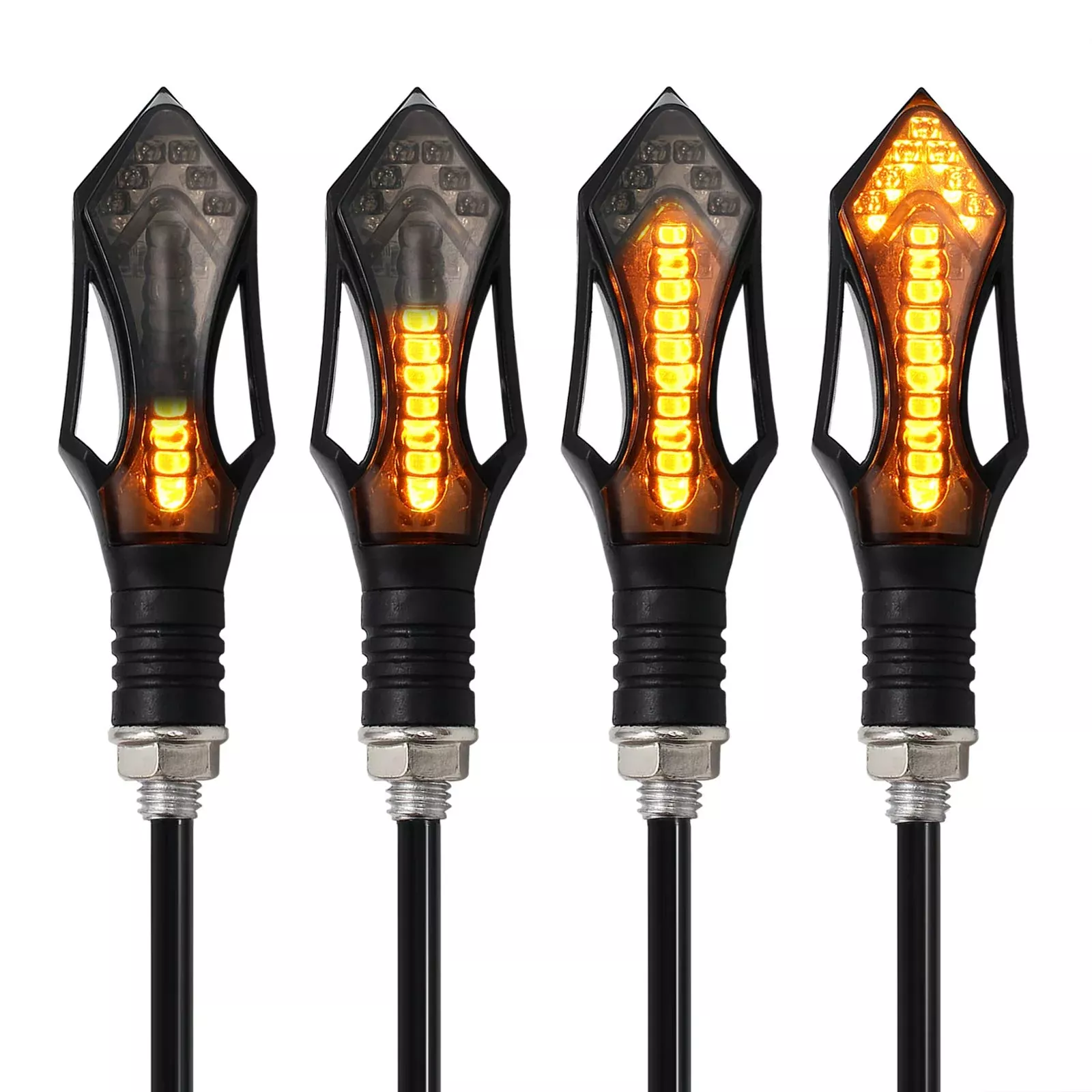 Kinstecks 4Pcs Motorcycle Indicators Flowing Motorcycle Turn Signal Lights Motorbike Indicators Turning Indicators 12V 12Leds Bulbs For Motorcycle Motorbike Led Amber