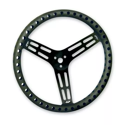 Longacre 15" Black Aluminum Lightweight Sprint Steering Wheel - Flat