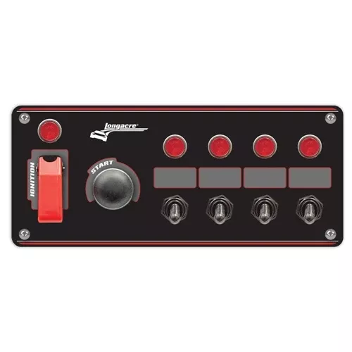 Longacre Flip-up Start/Ignition Panel w/ 4 Acc & Pilot Lights