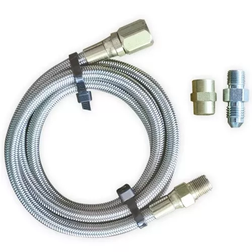 Longacre Steel Braided Gauge Line - 24" with Block Fitting