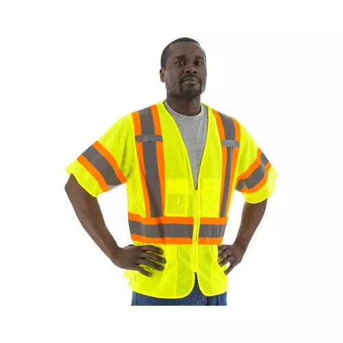 Majestic High Visibility ANSI 3 Large Mesh Zipper Vests