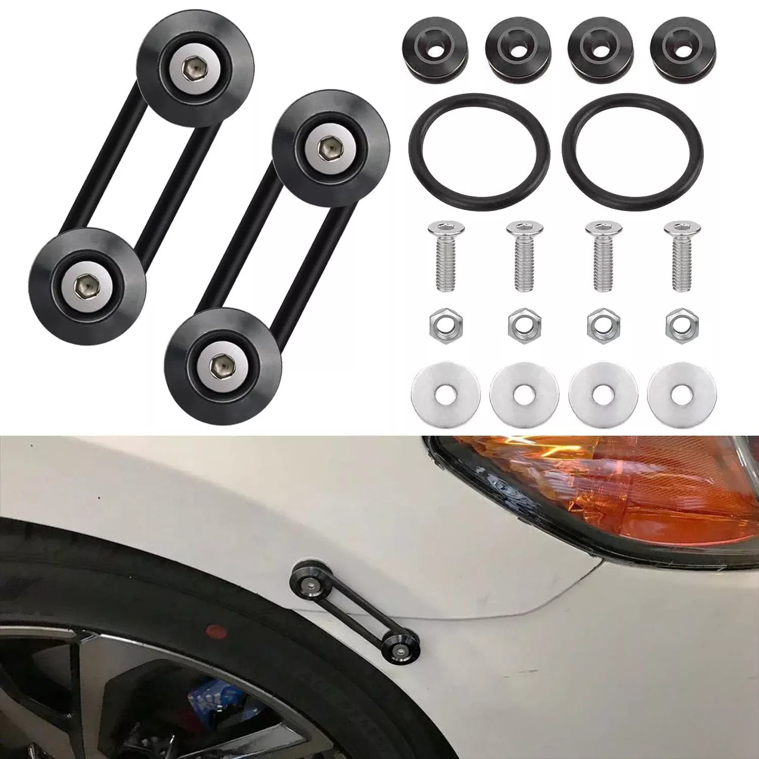 Ouzorp Bumper Trunk Quick Release Fastener Kit - Black Front & Rear Bumper Accessories