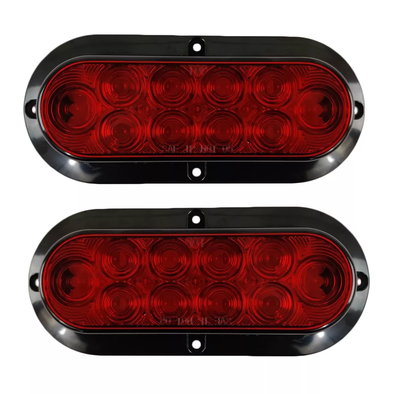 Pair of 6" Oval Trailer Tail Brake Lights Surface Mount - LED