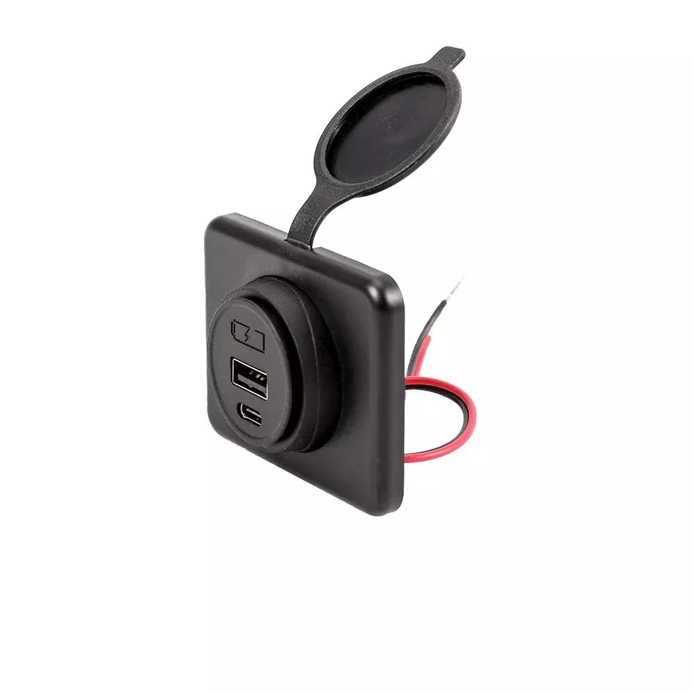 Panel Type C Usb Car Charger Socket Power Outlet With Cap, Damavo Ym1288 Dual Port 12V/24V Quick Car Charger For Cars, Bus, Rv, Boat, Automotive Marine Atv Truck Golf Cart (Surface Mount Installation)