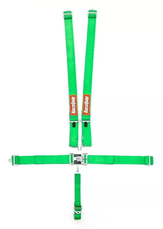 RaceQuip Latch & Link Harness - 5-Point - Pull Down Adjust - Bolt-In/Wrap Around - Green