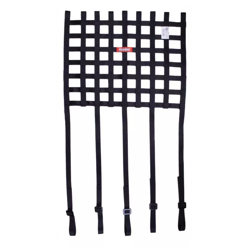 RaceQuip Ribbon Window Net w/ 1" Mounting Straps - 15" x 18" - Black
