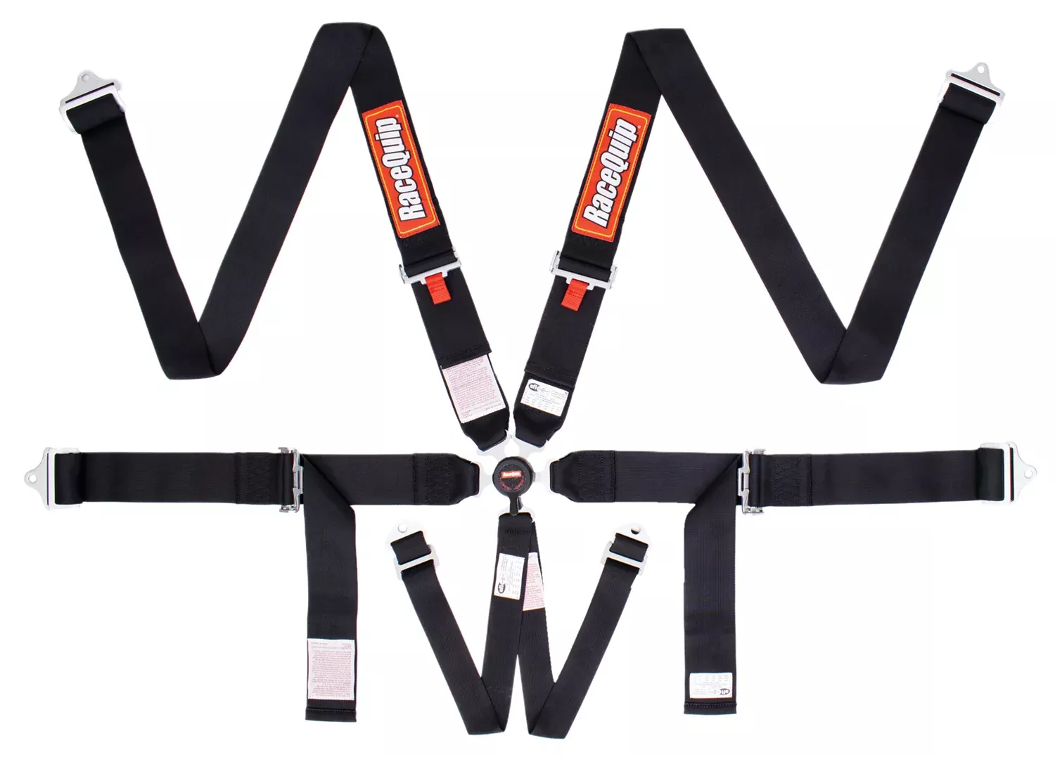 RaceQuip Sportsman 6-Point Camlock Harness - Pull Up Lap - Black