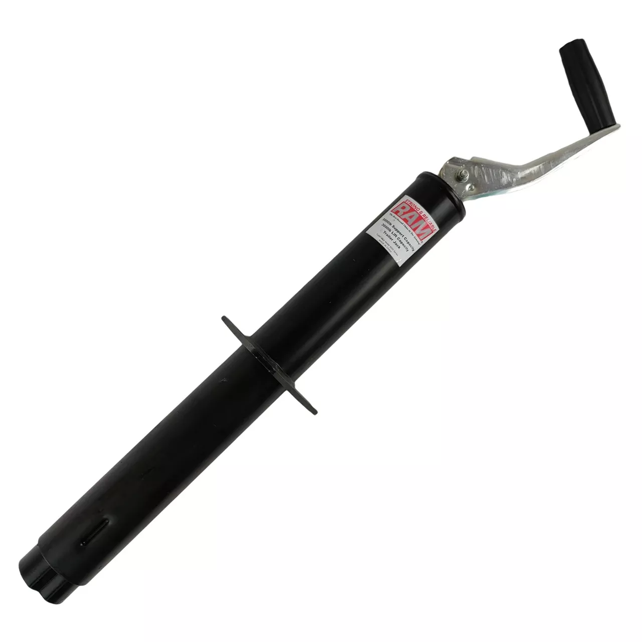 RAM Round Topwind A Frame Tongue Jack - 3000lb - Black