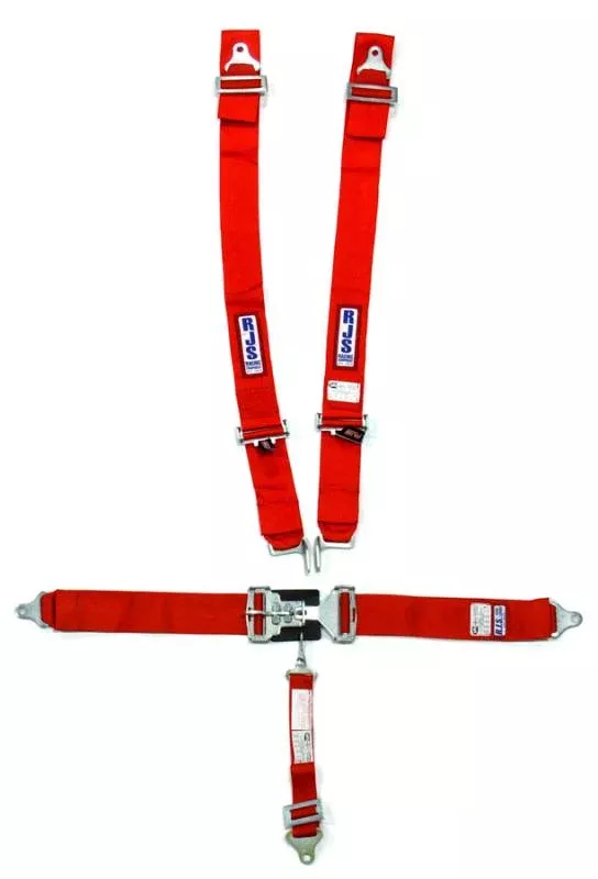 RJS 5-Point Harness - Individual Shoulder Harness - Bolt-In Mount - 2" Anti-Sub - Red