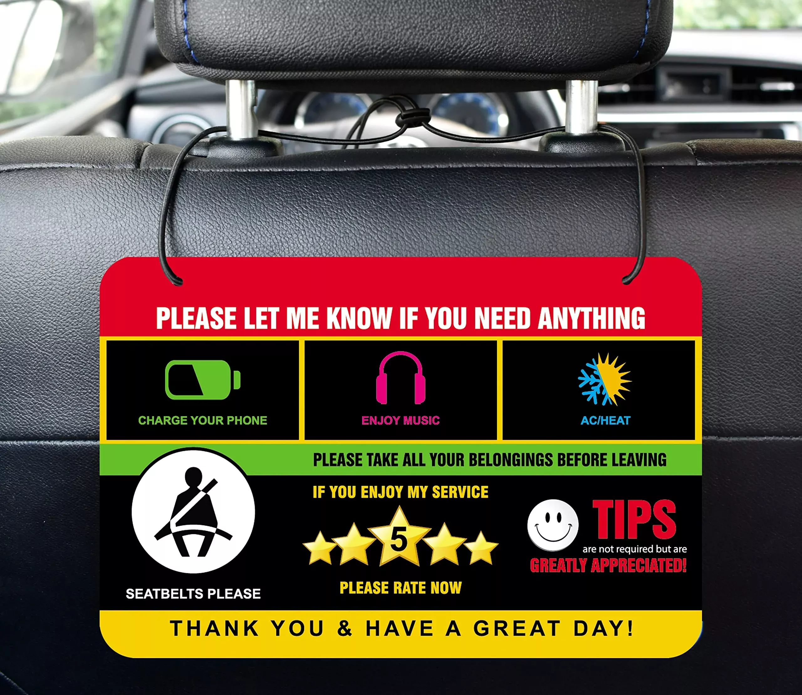 SAHEL Rideshare Driver Signs Display Card - Pack of 2, Durable Polyvinyl Chloride Accessories for Business Use