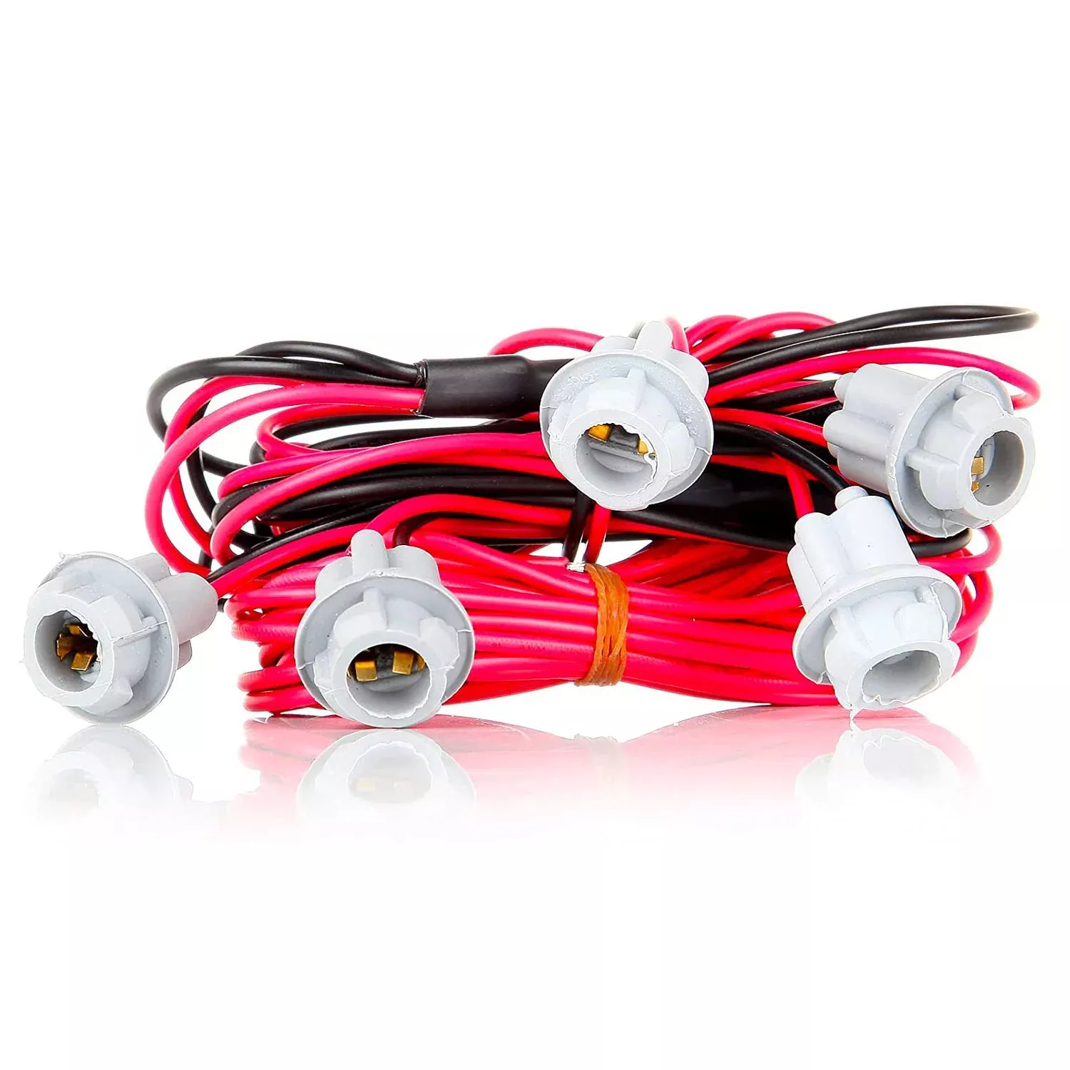 T10 W5W 194 Led Bulbs Sockets Pre-Wired Connector Wiring Wire Harness For Cab Marker Lights (Pack Of 5)
