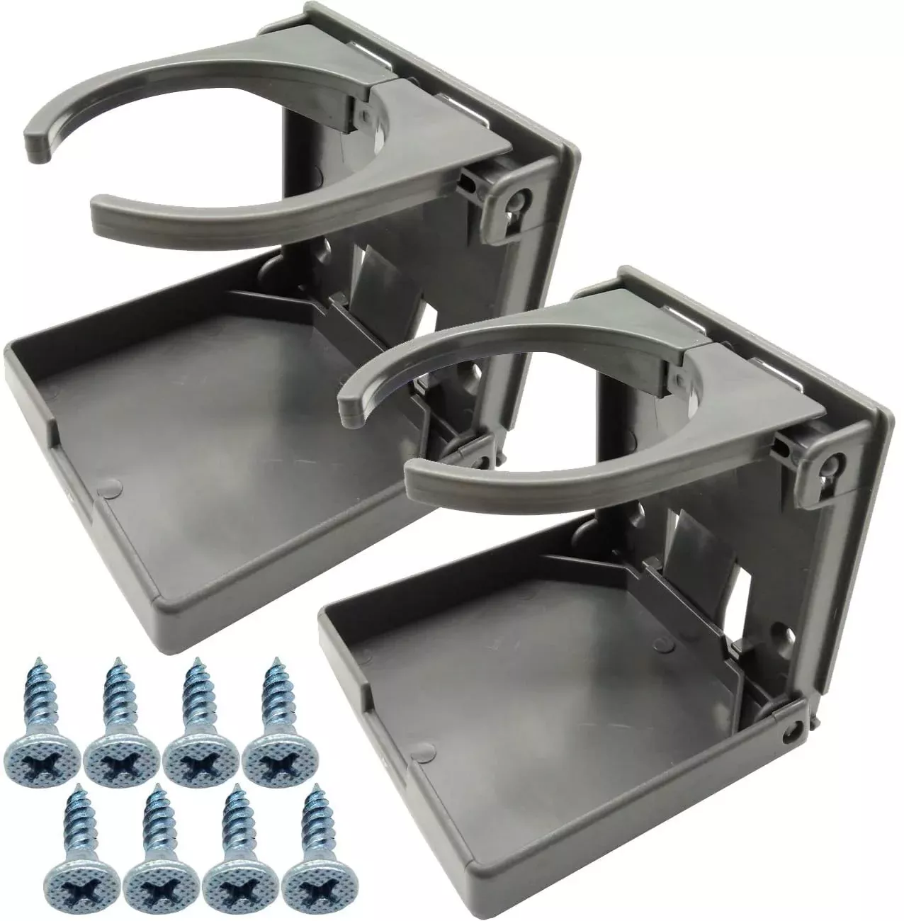 Tihood 2Pcs Adjustable Folding Drink Holder With Screws/Adjustable Cup Holder For Marine/Boat/Caravan/Car (Grey)