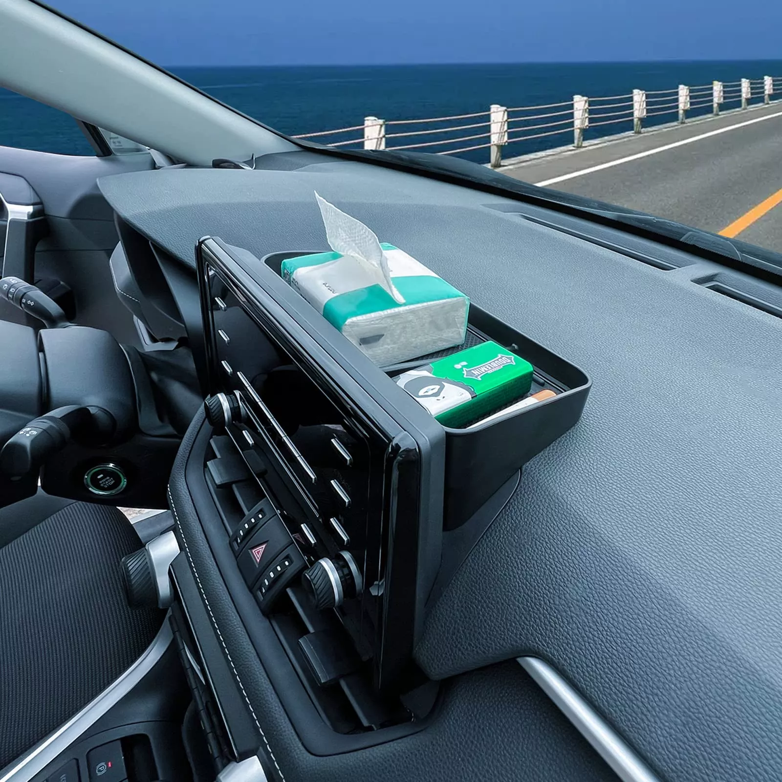 TOPINSTALL Rav4 Dashboard Tray - Console Storage Organizer for 2019-2024 Toyota Rav4, Solid Plastic, Sunglasses & Tissue Holder
