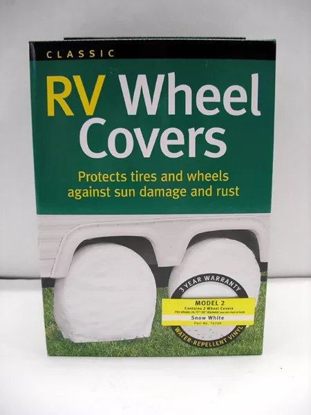 White RV Wheel Cover Set – 24″ to 27″ Diameter
