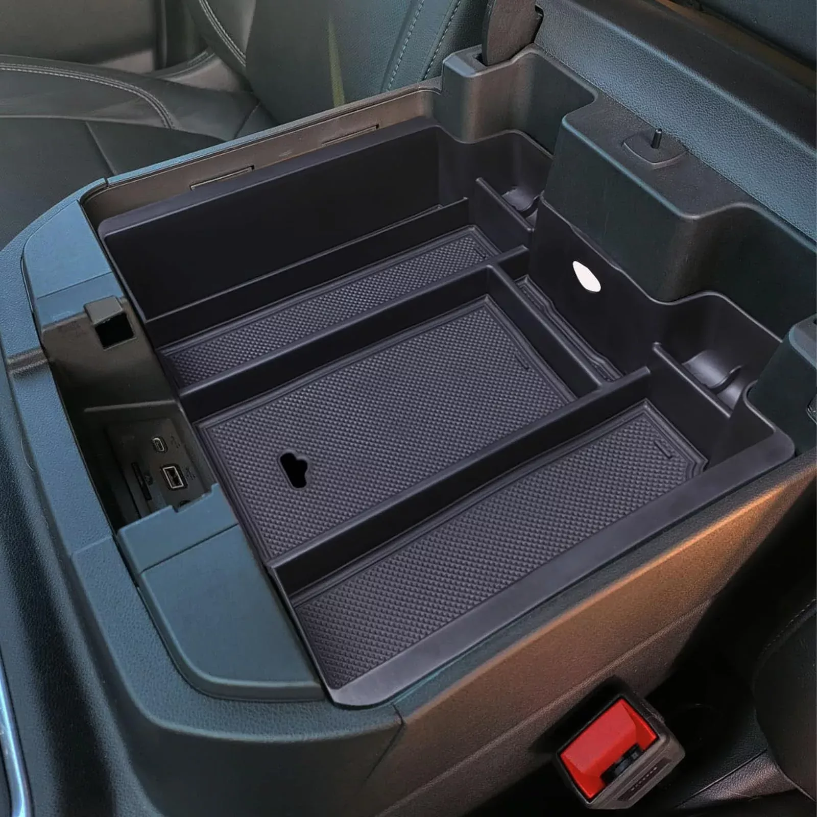Zxiaochun Center Console Armrest Box Organizer Tray For 2019-2022 Chevy Silverado/Gmc Sierra 1500 And 2020-2023 Silverado/Sierra 2500/3500 Hd Accessories (Full Console W/Bucket Seats Only) Black Trim